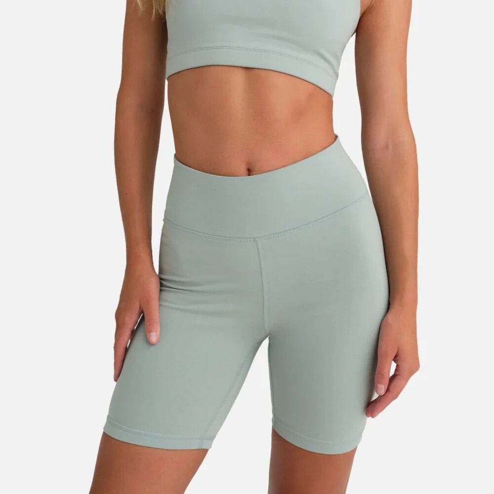 MATE THE LABEL WOMEN'S ORGANIC COTTON BIKER SHORTS NWT DEW GREEN SZ XS RARE